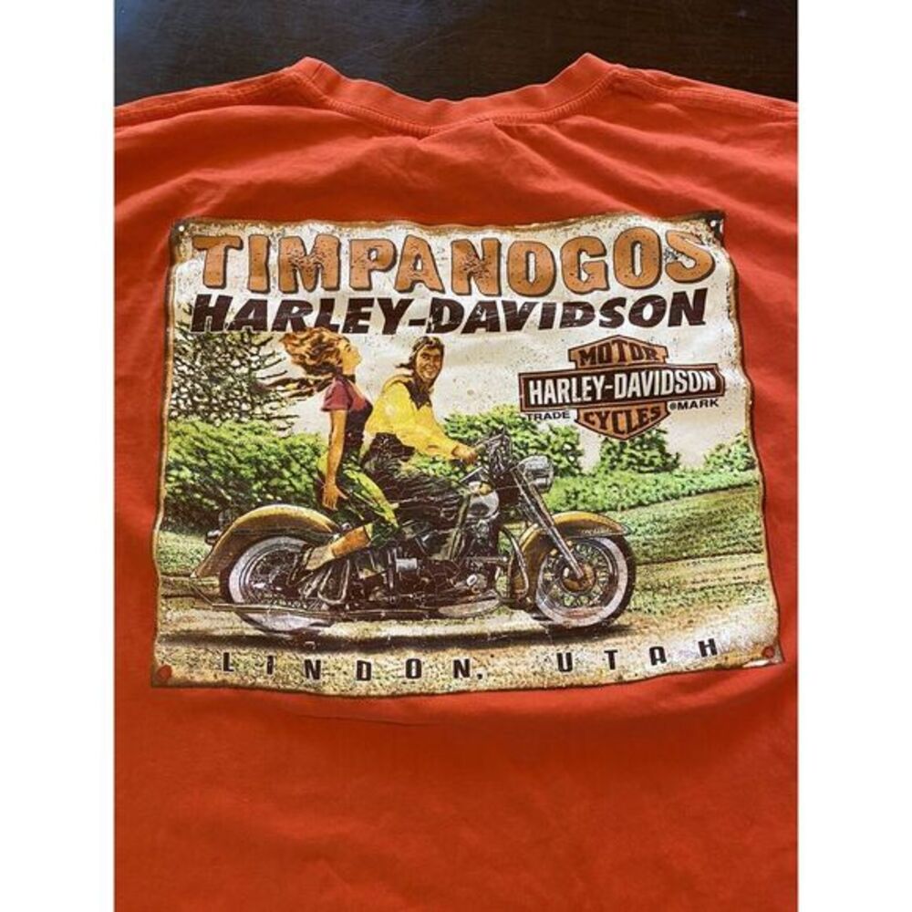 Harley Davidson Orange pocket T Shirt Size XL Extra Large TIMPANOGOS Lindon Utah